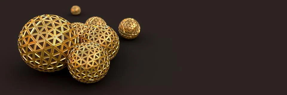 Segmented golden spheres on chocolate, perspective view Stock Illustration