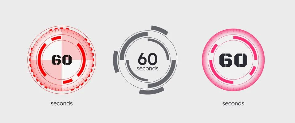 Segmented HUD scales circular countdown timer set Stockillustratie