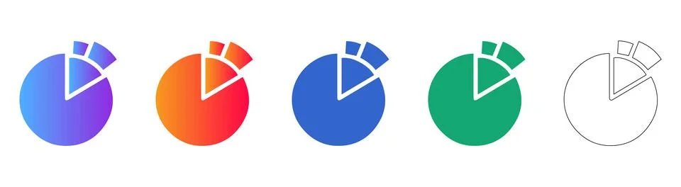 Segmented Pie Chart Analysis Icons Stock Illustration