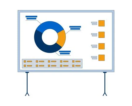 Segmented pie chart on presentation board 2D cartoon object 스톡 일러스트