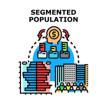 Segmented population demonstrating demographic research and market analysis Stock Illustration