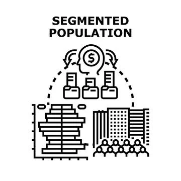 Segmented population demonstrating demographic research and market analysis Stock Illustration