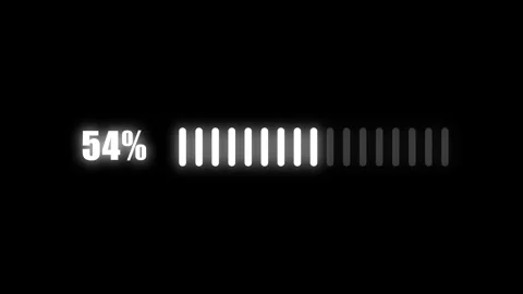 Segmented Progress Bar Animation with Percentage Glow Loading UI Stock Footage 332447565