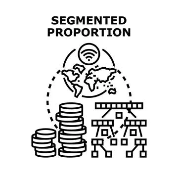 Segmented proportion concept showing data analysis Stock Illustration