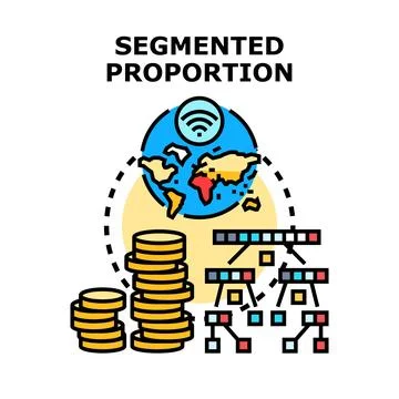 Segmented proportion concept showing data analysis Stock Illustration