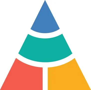 Segmented pyramid diagram with split base section Stock Illustration