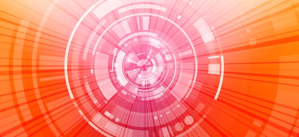 Segmented shapes between a diminishing perspective of concentric circles Ilustración de archivo