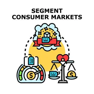 Segmenting consumer markets and consumer behavior analysis Illustrazione stock