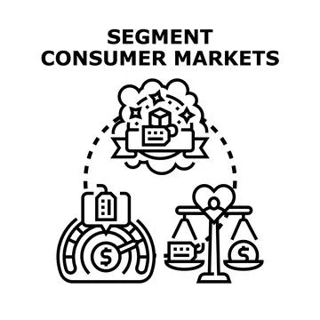 Segmenting consumer markets and consumer behavior analysis Stock Illustration