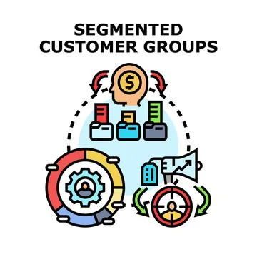 Segmenting customer groups for marketing strategy and audience analysis Stock Illustration