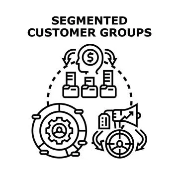 Segmenting customer groups for marketing strategy and audience analysis Stock Illustration