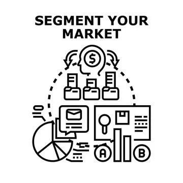 Segmenting market by analyzing customer data and strategy Stock Illustration