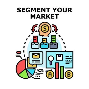 Segmenting market by analyzing customer data and strategy Stock Illustration