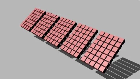 Segments composed of cubes moving in space, shadows, color changing, zoom Stock Footage 111472152