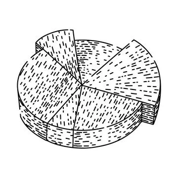 Segments pie chart sketch hand drawn vector Stock Illustration
