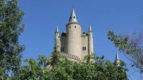 Segovia Alcazar dramatic view Stock Footage 10926200