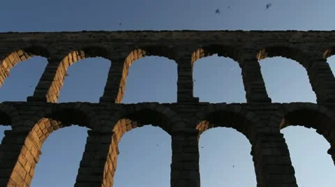 Segovia aqueduct evening Stock Footage 10929343