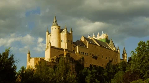 Segovia castle at the evening Stock Footage 65500554