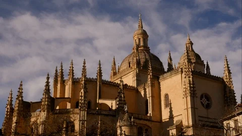Segovia, Spain. Gothic-style Roman Catholic cathedral located in the main square Stock Footage 121531553