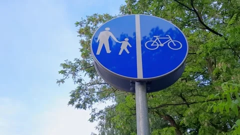 Segregated pedal cycle and pedestrian route road sign. Stock Footage 244490877