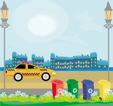 Segregation of garbage in the city Stock Illustration