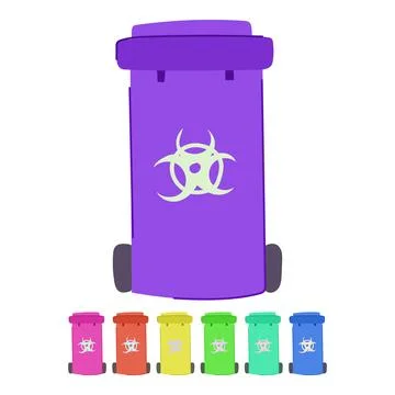 Segregation medical waste bin vector cartoon graphic Illustrazione stock