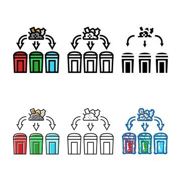 Segregation waste sorting color icon vector forms Stock Illustration