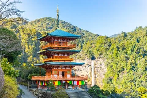 Seiganto-ji Pagoda And Nachi Falls In Wakayama, Japan Photos