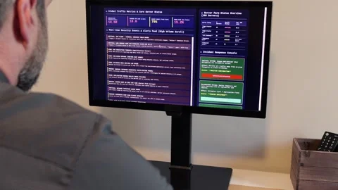 SEIM Software Alerts of Potential Cyber Attack Stock Footage 323386541
