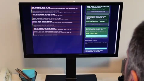 SEIM Software Alerts of Potential Cyber Attack Stock Footage 323386594