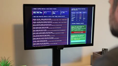 SEIM Software Alerts of Potential Cyber Attack Stock Footage 323386607