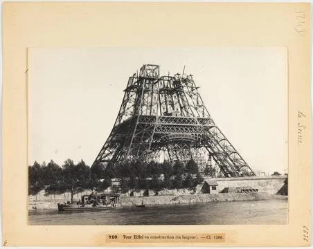 The Seine / 729. Eiffel Tower under construction (in width). - Cl. 1306. V... Stock Photos