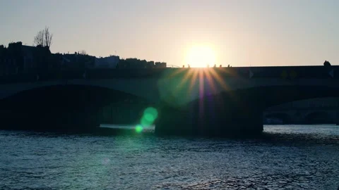 Seine bridge at sunset in Paris Stock Footage 182857746