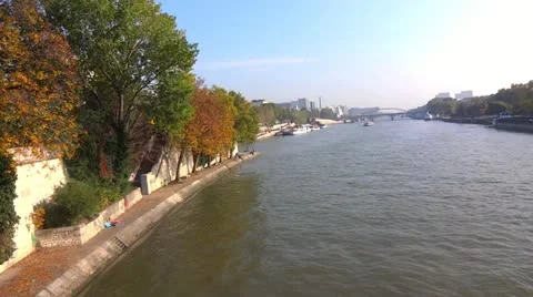 Seine Paris river Stock Footage 12629643