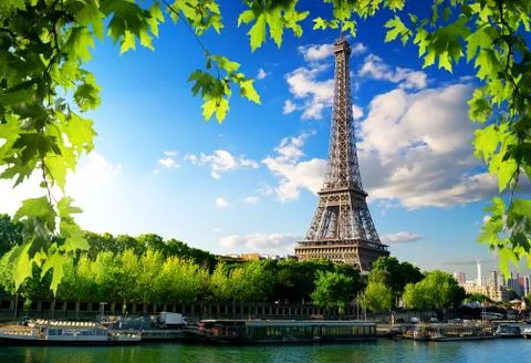 Seine in Paris with tower Stockfoto's