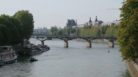 Seine River Bridge Paris (HD) Stock Footage 4694812