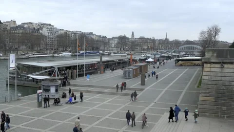Seine River Cruise Eiffel Tower Station In Paris, France Stock Footage 158711823