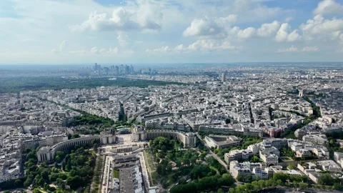 Seine river flowing through the expansive cityscape of paris, france Видео 328006330