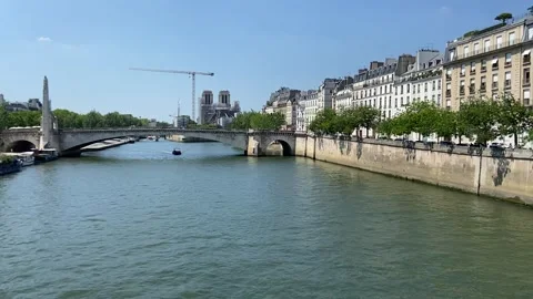 Seine river in Paris Stock Footage 347413702