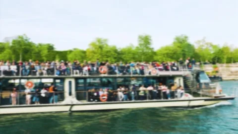 Seine River in Paris in spring. Out of focus. Stock Footage 309694040