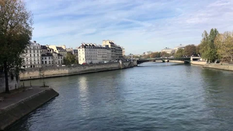 Seine river in winter, Paris Stock Footage 145467586