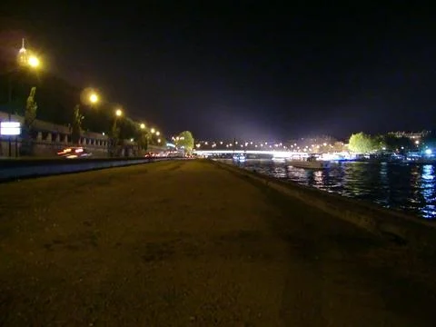 Seine riverside night Stock Photos