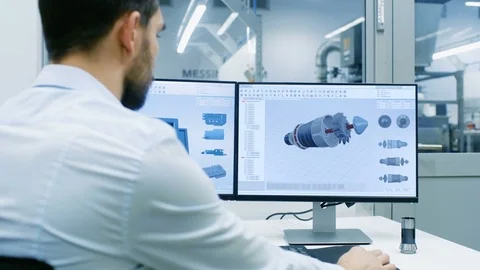Seior Industrial Engineer Working on a Personal Computer with Green Screen. Video stock 82256439