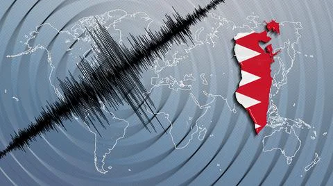 Seismic activity earthquake Bahrain map Stock Illustration