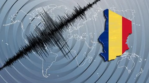Seismic activity earthquake Chad map Stock Illustration