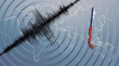 Seismic activity earthquake Chile map Stock Illustration