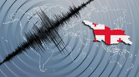 Seismic activity earthquake Georgia map Stock Illustration