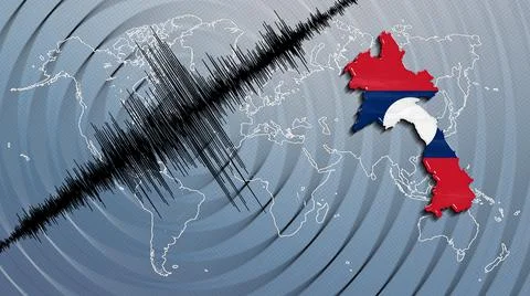 Seismic activity earthquake Laos map Stock Illustration