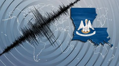 Seismic activity earthquake Louisiana map Stock Illustration