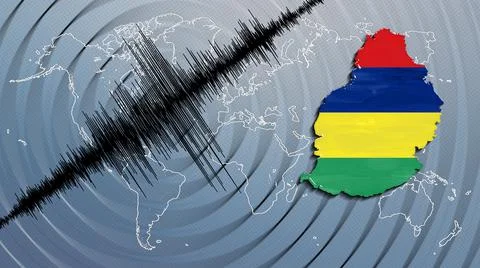 Seismic activity earthquake Mauritius map Stock Illustration